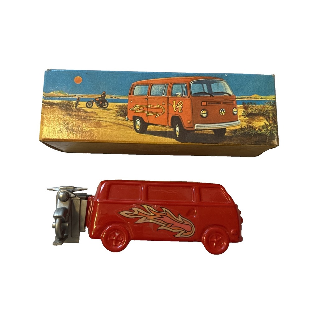 Vtg Avon Volkswagen Bus With Motorcycle After Shave Bottle Original Box 5oz